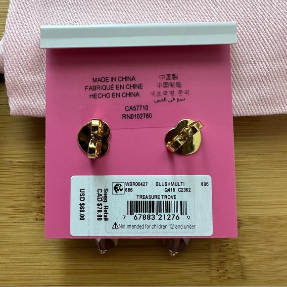 NWT Kate Spade New York Treasure Trove Drop Earrings Blush Multi One Size Pouch - Picture 4 of 4